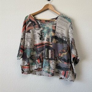 Multicolor Abstract Print Short Sleeve Top